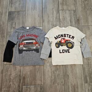 Baby Gap Long Sleeve Valentine Tees Boys Size 2 Car Monster Truck Love Holiday